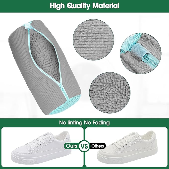 Shoe Washing Machine Bag, 2 Pack Sneaker Cleaner Kit with 10 Washer Balls for Gym Sneakers and Flats, Shoe Laundry Bag with Zipper Protection Design,Large Size for Women's, Men's, and Kid's Shoes
