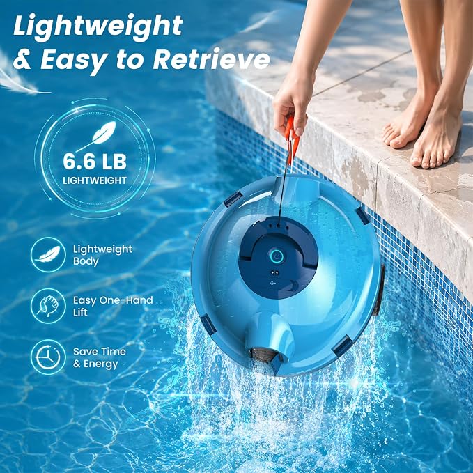 Y10 Robotic Pool Cleaner,Cordless Pool Vacuum with 90 Mins Runtime