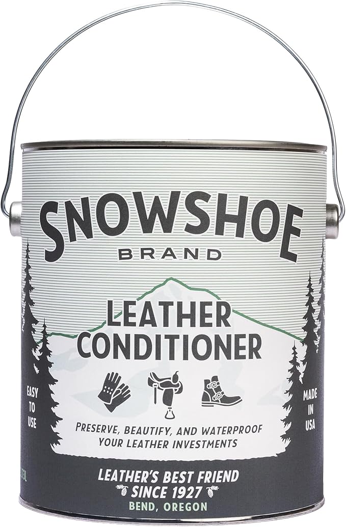 Snowshoe Leather Conditioner, Made in USA Since 1927 - Protect, Condition, Restore & Waterproof - Leather Conditioner for Furniture, Couch, Purses, Shoes, Boots, Gloves, Saddles (Gallon)