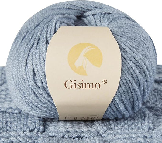 100% Merino Wool Yarn, 6-Ply Luxurious and Soft Yarn for Hand Knitting & Crocheting, 1.76 OZ/50g, 127 yds/116 Meters (Morandi Blue, 1 Ball)