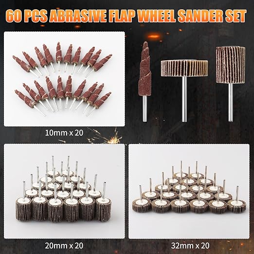 30 Pcs Flap Wheel Sander for Dremel, 80 Grit Flap Sanding Wheel Rotary Tool Accessories Kit for Removing Rust and Polishing,1/8-inch Shank