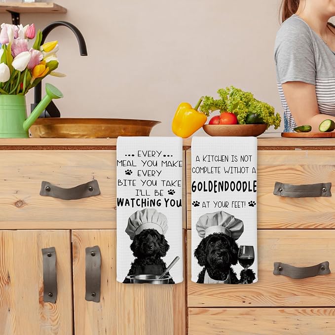 Funny Goldendoodle Dog Kitchen Towels 16x24 Inch Set of 2 | Goldendoodle Lovers Gifts for Women Men Dish Tea Towels for Kitchen, Dog Lover Mom Dad Owner Gifts Decorative Hand Towel
