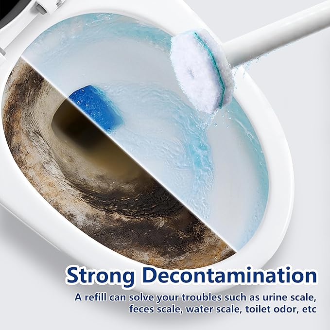 FHORAIN Disposable Toilet Brush with 42 Wand Refills, Wall Mounted Toilet Brush and Holder Set - Effortless Disposable Toilet Bowl Cleaner Wand (Rainforest Scent)