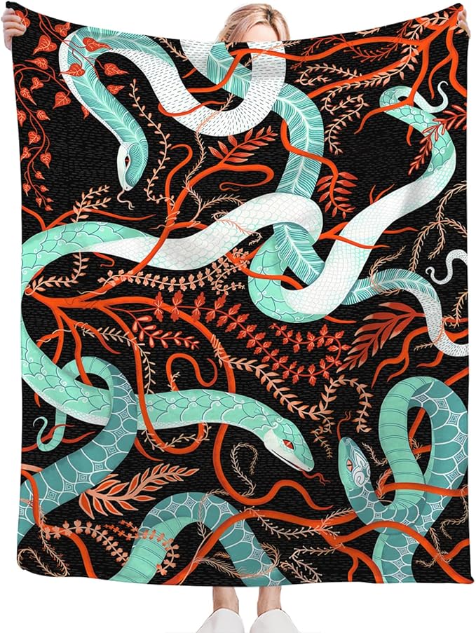 Tijuboni Snake Throw Blanket Snake Gifts for Girls Boys Women Men Kids Adults Soft Flannel Fleece Blanket for Couch Sofa Bed Home Decor 60"x80"