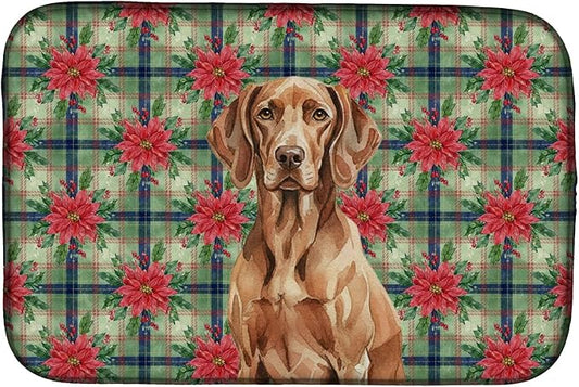 Caroline's Treasures Liver Pointer Christmas PoinsettIas Dish Drying Mat Absorbent Dish Drying Mat Pad for Kitchen Counter Dish Drainer Mat for Countertop, 14 x 21", Multicolor