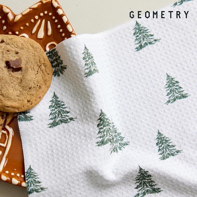 GEOMETRY Holiday Kitchen Dish Cloths - Quick Dry Dishcloths for Kitchen - Premium Dish Rags with Geoweave - 3-Pieces (Wrapped Up, 10"x10")