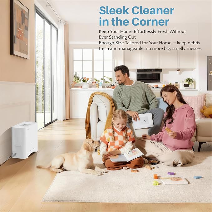 Keenhot Touchless Vacuum Automatic Dustpan - 20Kpa Suction Ultra Fast & Powerful Hair Vacuum for Sweeping Salons Pet Hair Food Dirt Home Kitchen Compact Electric Canister Vacuum Cleaner（White）