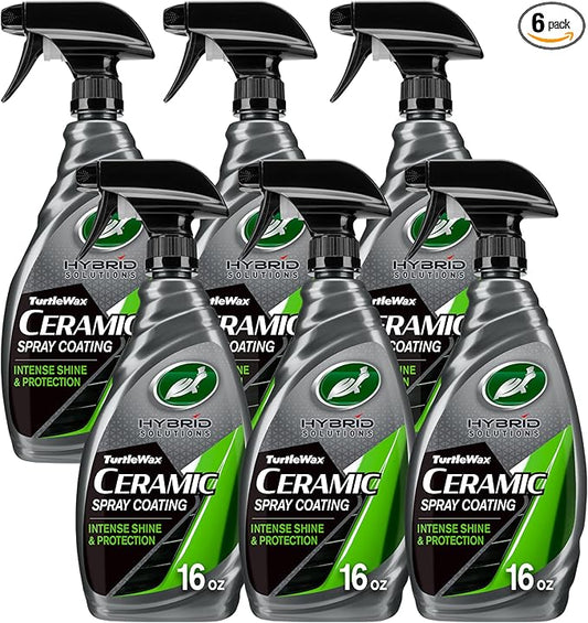 Turtle Wax Hybrid Solutions Ceramic Spray Coating, High Shine Car Wax, Offers Durable Paint Protection, Extreme Water Beading Action, Safe for Glass, Wheels, Trim and More, 16 oz (Pack of 6)