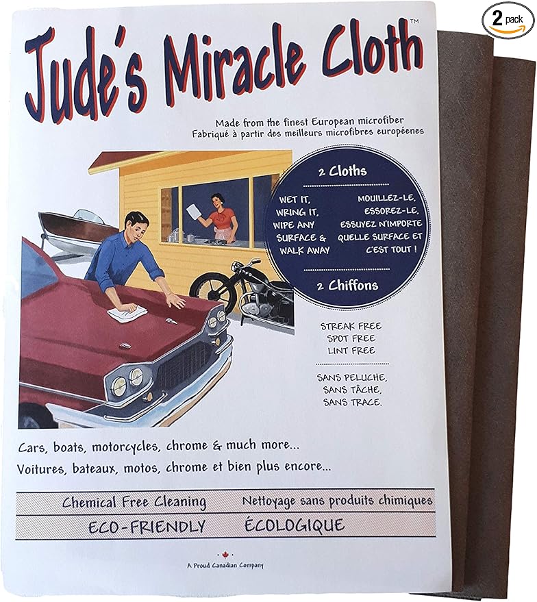 Jude's Miracle Cloth Microfiber Cleaning Cloth 2 Pack for Windows Mirrors Crystal Eye Glasses TV Computer Screen Countertops Cars & Boats Chemical Free (Grey 2PK)