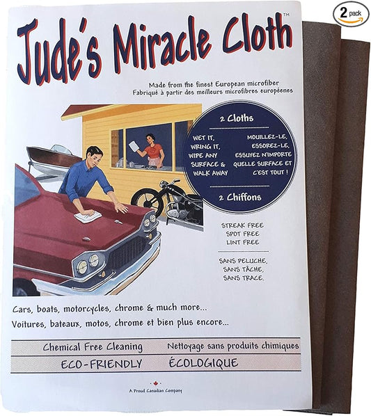 Jude's Miracle Cloth Microfiber Cleaning Cloth 2 Pack for Windows Mirrors Crystal Eye Glasses TV Computer Screen Countertops Cars & Boats Chemical Free (Grey 2PK)