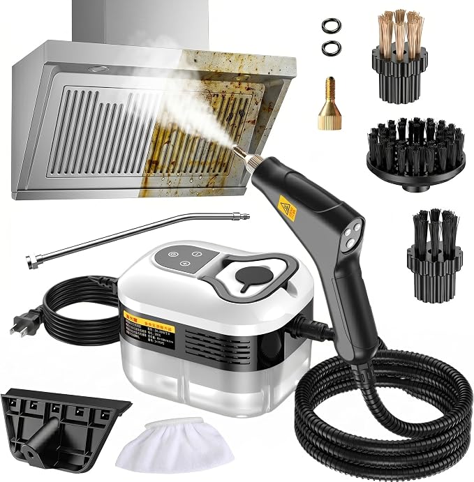 2500w Handheld High-Temperature Pressurized Steam Cleaner, 6 Adjustable Steam Levels, Professional High-Pressure 1800ml Rapid-Heating Steam Cleaner for Cleaning Kitchen Range Hoods, Air Conditioners