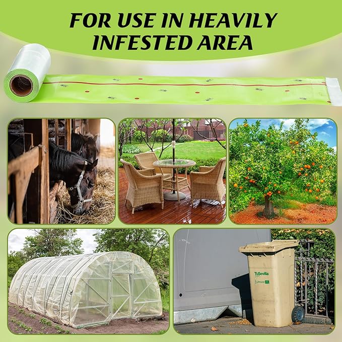 Qualirey 4 Rolls Spotted Lantern Fly Traps 30 Feet Each Roll Fly Tree Trap Sticky Strips Outdoor Fruit Glue Strips Disposable Tape Indoor Paper Sheets for Protecting Trees (Green)