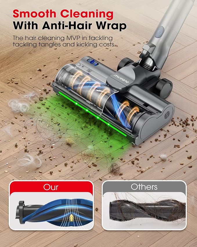 Cordless Vacuum Cleaners for Home, G26 Vacuum Cleaner, 45KPA Powerful Suction, Up to 60 Minutes, Tangle-Resistant, Rechargeable Stick Vac with Wall Mount for Pet Hair, Hardwood Floors, Navy Blue