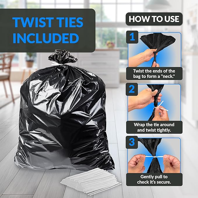 Reli. 40 to 45 Gallon Trash Bags Heavy Duty | 150 Trash Bags with Ties | Super Sizeable, Black, Serious Garbage Cleanup