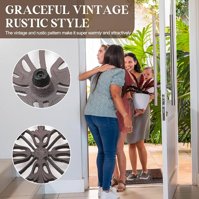 Heavy Duty Cast Iron Boot Scraper Door Mat with Brush, Outdoor Shoe Scraper for Mud Removal, Front Door, Porch, Patio and Garden Entrance
