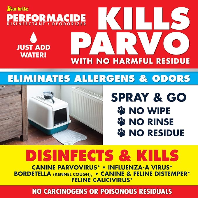 STAR BRITE Performacide 32 oz. Refill (6-Pack) – Kills Parvo Virus, Ideal for Veterinary Hospitals & Kennels