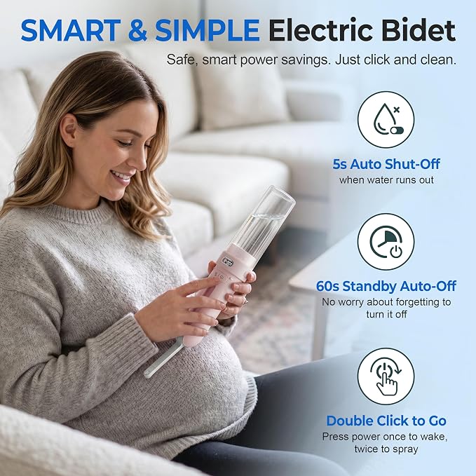 Portable Bidet for Travel | Bathroom - Rechargeable Electric Bidet Sprayer with 3 Pressure | Waterproof for Ultimate Personal Hygiene Cleaning at Home Office and Camping