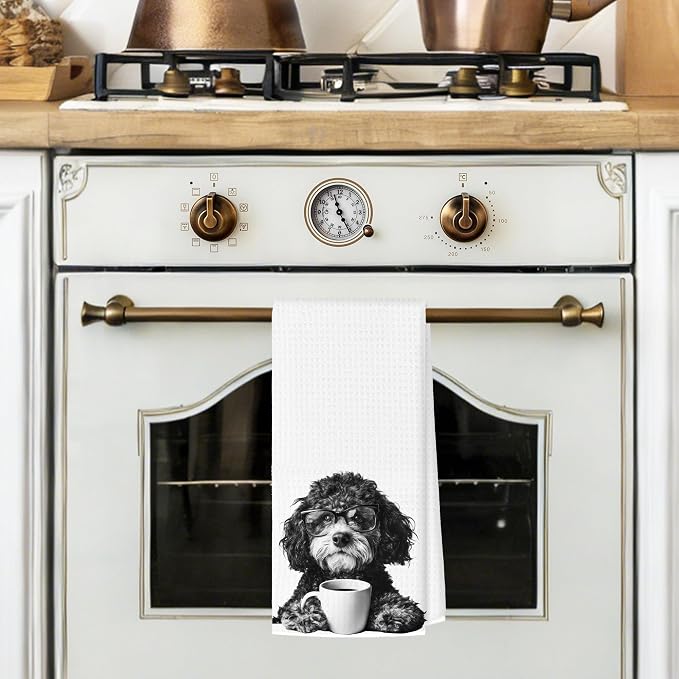Funny Bernedoodle Kitchen Towels, Dog Kitchen Accessories, Dog Chef Gifts for Women Decorative Hand Towels for Kitchen Decor, Coffee Lovers Gifts Dish Tea Towel, 16x24 Inch
