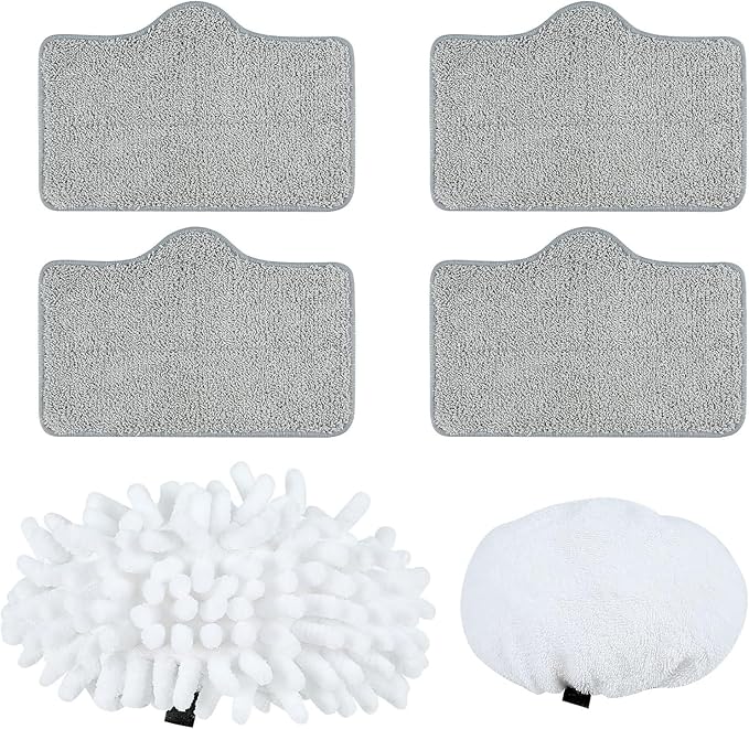 ACHTFACH Steam Mop Accessory Kit for SC-05 - Includes 4 Floor Pads, 1 Ironing Cloth, and 1 Window Scraper Cloth