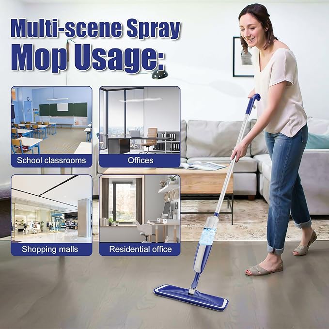 Spray Mops for Hardwood Floor Cleaning: MEXERRIS Wet Dust Mops with 4 Reusable Pads for Swiffer Powermop & 2 Refillable Bottles - Wood Floor Mop Home Commercial Mops for Tile Wood Laminate Vinyl