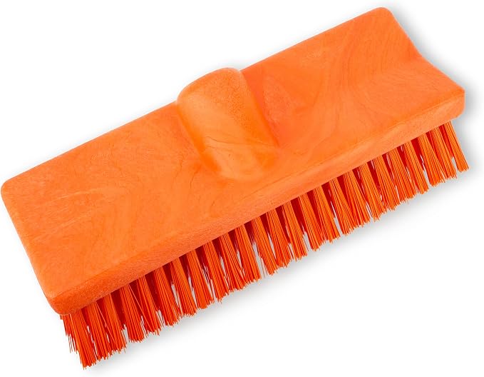 SPARTA 40423EC24 Plastic Floor Scrub Brush, Wall Brush, Equipment Brush With Nonabsorbent Bristles For Industrial Kitchens, Hospitals, Commercial Cleaning, 10 Inches, Orange