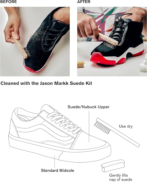 Jason Markk Suede Kit & Quick Wipes Bundle, Shoe & Sneaker Cleaner, Brush & Stain Eraser w/ 30-Pack of Wipes, Dual-Textured for Superior Cleaning, Safe for Leather, Suede, Nubuck, Cotton, Knits