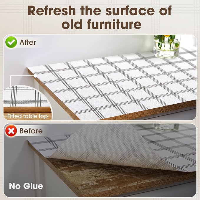 Drawer and Shelf Liner, Non-Slip Kitchen Cabinet Liners Non-Adhesive Thick Strong Grip Waterproof Washable Mats Protect Dresser Shelves Cupboard Bathroom Cabinets, White Stripes, 24IN X 20FT