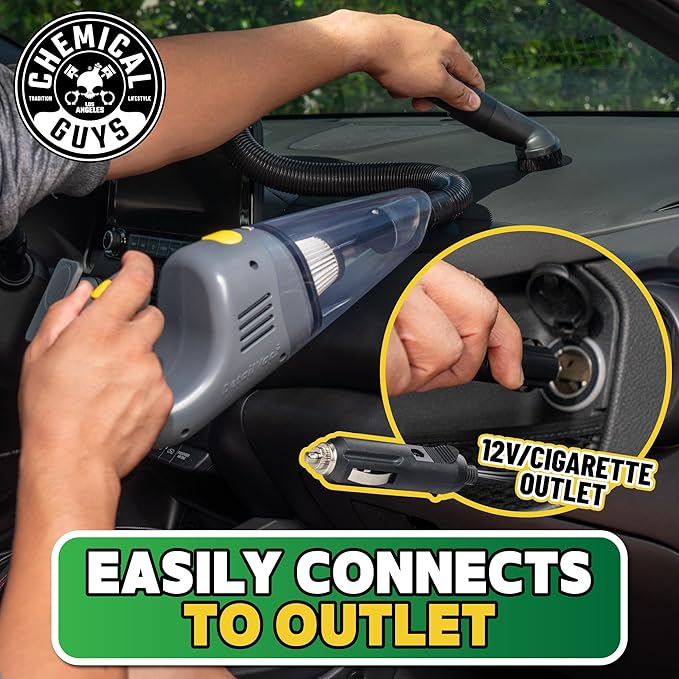 Chemical Guys EQP410315 DetailVac Handheld Portable Car Vacuum with Carpet & Upholstery Fabric Cleaning Kit (Great for Cars, Trucks, SUVs, RVs & More), 4 Item Kit