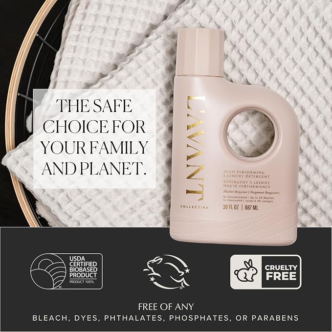 L'AVANT Collective Luxury Laundry Detergent | Blushed Bergamot | Natural Non-Toxic Liquid Laundry Soap with Enzymes | Plant-Based, HE Compatible, Protects Colors | 30 oz