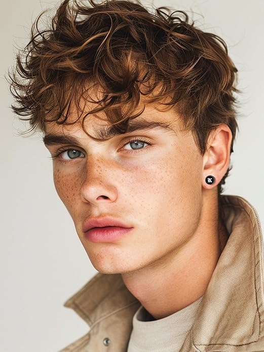 ChicSilver 925 Sterling Silver Viking Rune Natural Black Onyx Stud Earrings For Women Men