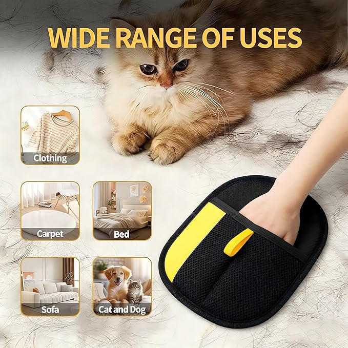 Pet Hair Removal Glove 2PCS Electrostatic Deshedding Glove for Cat Dog Pet Grooming Fur Cleaning for Furniture Sofa Bed Carpet Car Seat Clothes