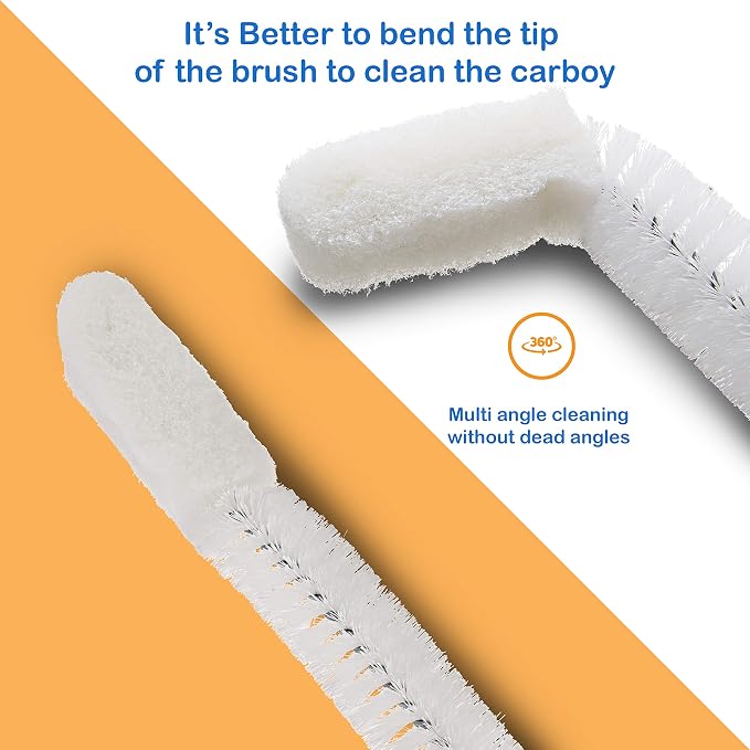 FryOilSaver Co, B217c Five Gallon Carboy Washing Brush, Homebrew Kit Cleaning Brush, Beer Brewing Equipment Cleaning Tools, Extra Strong Nylon Bristles Will Not Scratch Glass or Plastic, 27" Long