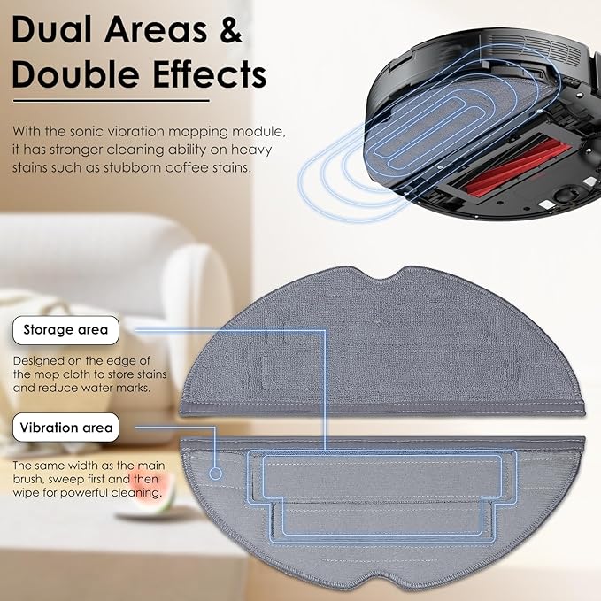 (7 Pack) S8 Pro Ultra Mop Pads Refills Compatible with Roborock S8 Pro Ultra Robot Vacuum, VibraRise Mop Pad with Dual Sonic Vibrations Modules, Mop Cloth with Edge Mop Pads