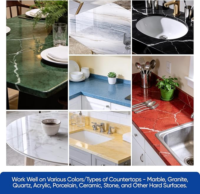 Marble and Granite Repair Kit (DIY Color Match) - 30-Min Quick-Drying Quartz Countertop Repair Kit on Granite Marble Tiles Stone Surfaces - Tile Porcelain Repair Kit for Chips Cracks Scratches Holes