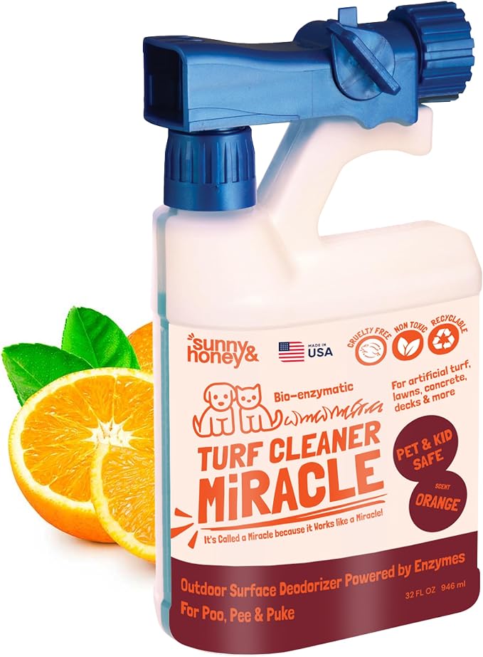 Sunny & Honey Turf Cleaner for Pet Urine Outdoors, 32 fl oz Orange | Enzymatic Yard Deodorizer for Dog Urine and Poop - For Artificial Grass and Decks - Pet and Plant Safe - Brightens Patios