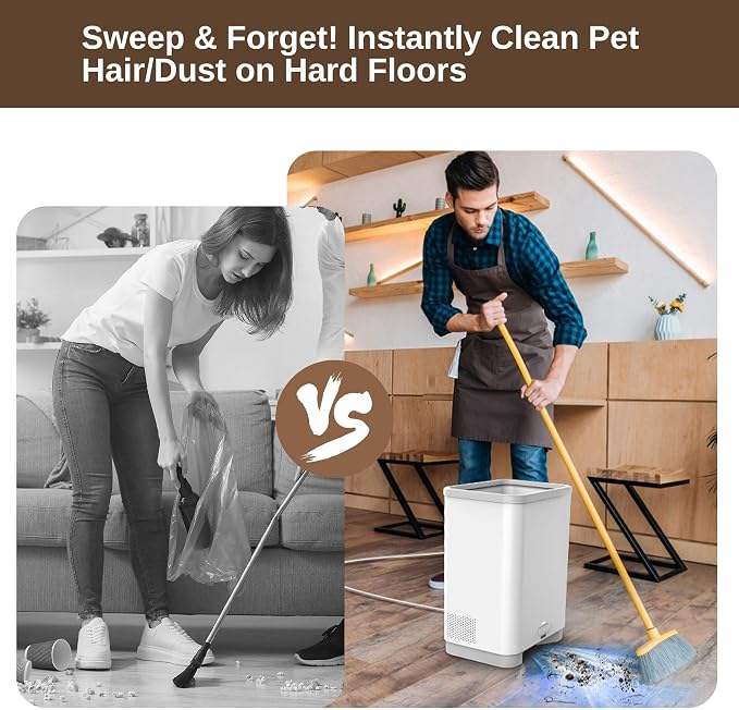 Touchless Vacuum Automatic Dustpan with 2 Operation Modes - Ultra Fast & Powerful Corded Canister Pet Vacuum Electric Dustpan for Sweeping Pet Hair, Salon, Food Crumbs & Dirt