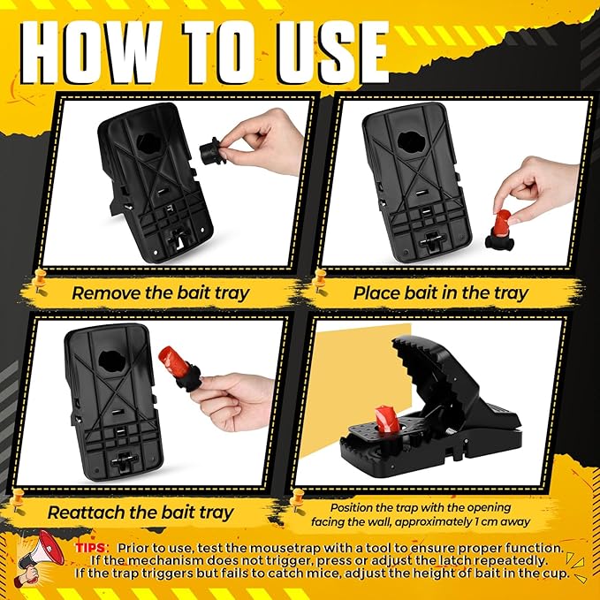 Qualirey 6 Pcs 8.3in Large Rat Snap Traps Mouse Traps Indoor for Home Mouse Trap Mice Killer Indoor Mice Snap Trap Multi-capturing Tooth Design Quick Setup and Reusable for Squirrels, Chipmunks