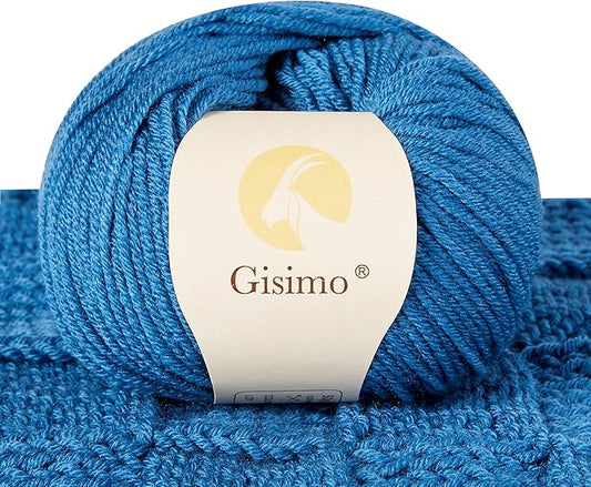 100% Merino Wool Yarn, 6-Ply Luxurious and Soft Yarn for Hand Knitting & Crocheting, 1.76 OZ/50g, 127 yds/116 Meters(Jazz Blue, 1 Ball)