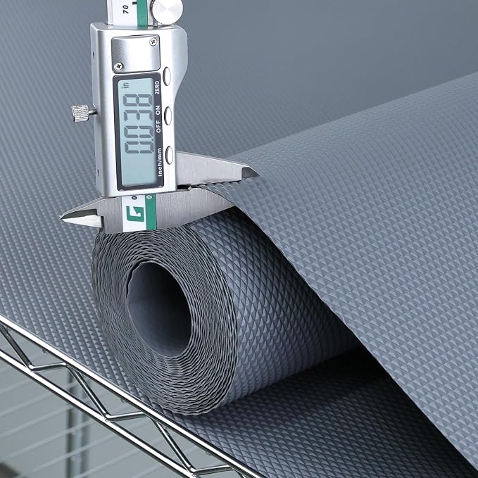 Hersvin Shelf Liners 24 in x 20 ft Thickened EVA Drawer Mats, Non-Adhesive Cupboard Pad, Kitchen Cabinet Lining Fridge Cushion (Gray Diamond, 61x610cm)