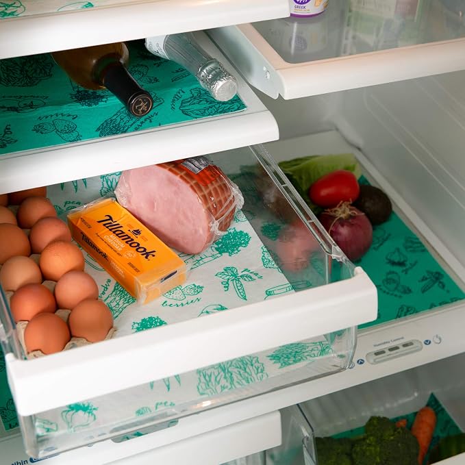 DII Fridge Liner Collection Non-Adhesive, Cut to Fit, Aqua Market, 12x24, 6 Piece