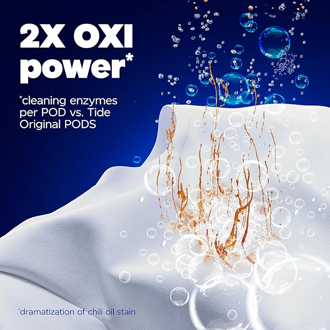 Tide Oxi Boost Power PODS Laundry Detergent Pacs, 32 Count, Set-In Stain Removal + Oxi Power, laundry soap detergent pacs