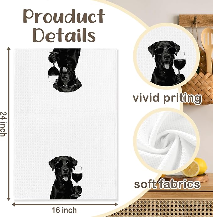 Funny Labrador Kitchen Towels Set of 2, Dog Kitchen Bar Accessories, Dog Chef Gifts for Women Decorative Hand Towels for Kitchen Decor, Labrador Lovers Dish Tea Towel, 16x24 Inch