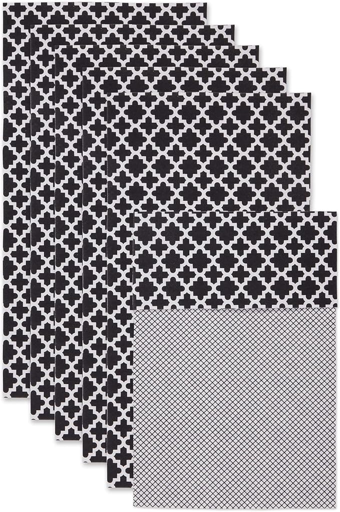 DII Fridge Liner Collection Non-Adhesive, Cut to Fit, 12x24, Black Lattice, 6 Piece