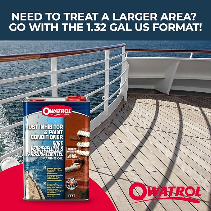 OWATROL Marine Oil Metal Rust Inhibitor & Paint Conditioner - Deep Penetrating Rust Inhibitor for Boats, Improves Paint Flow, Prevents Peeling, Safe on Hulls, Tanks, and Metal Surfaces