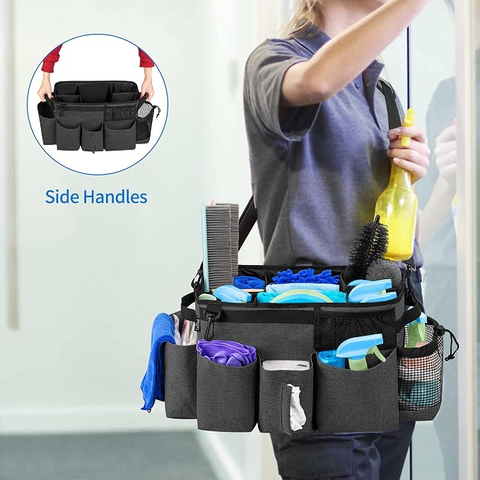 LoDrid Large Wearable Cleaning Caddy Bag and Cleaning Apron for Cleaners & Housekeepers