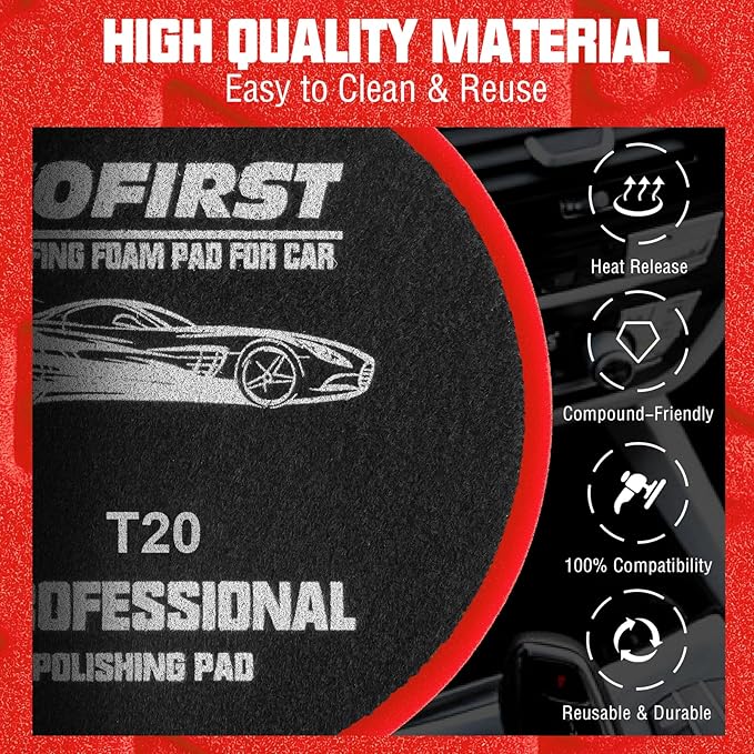 3 Pcs Buffing Pads, Red Finish Polishing Pad, 5.5 Inch Face for 5 Inch 125mm Backing Plate Compound for Car Buffer Polisher Compounding, Polishing & Waxing