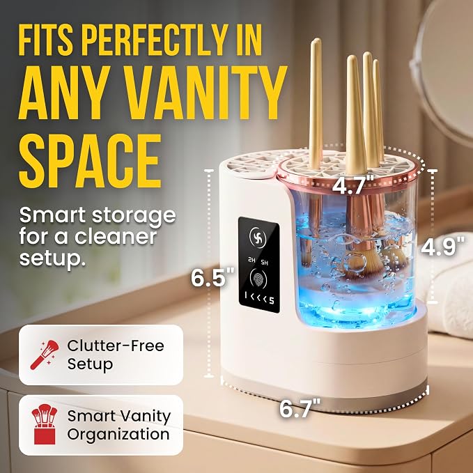 Electric Makeup Brush Cleaner & Dryer Machine – Automatic Deep Cleaning & Smart Drying, Portable One-Button Makeup Brush Cleaner for All Brush Sizes, Gift for Makeup Lovers