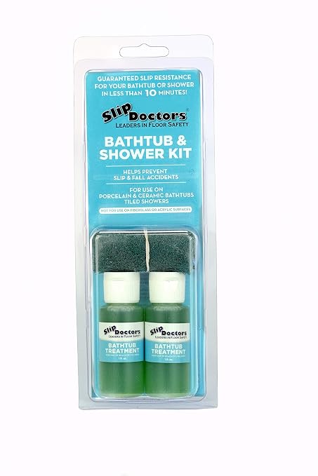 SlipDoctors Bathtub & Shower Kit | Non-Slip Treatment for Ceramic or Porcelain Tubs & Tiled Showers. Works Immediately to Increase Traction!