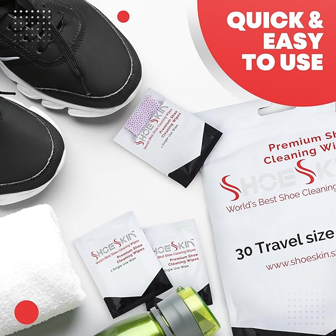 Shoe Cleaning Wipes (30 Count) - Textured Sneaker Cleaning Wipes Great for Travel - Works for All Shoes and Sneakers