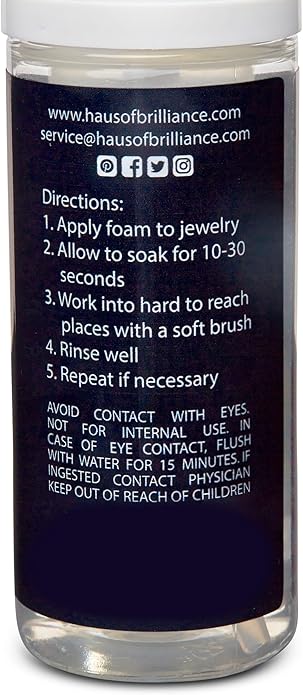 Haus of Brilliance All Purpose Fine Jewelry Cleaner Liquid with Cleaning Brush 50mL